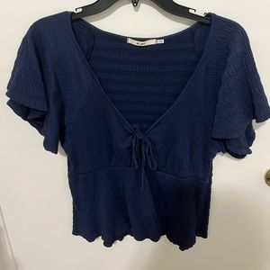 Navy Blouse with Bow